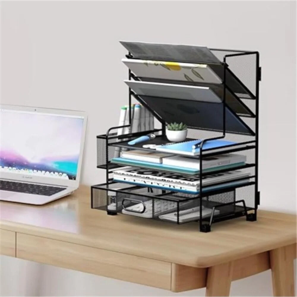 Desk Organizer File Tray Multi Tier Paper Holder Office Supply Storage Rack